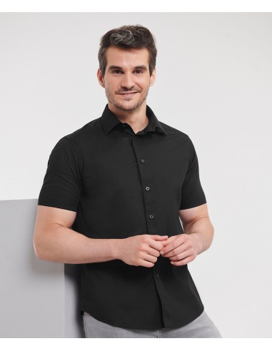 RUS-0R947M0-Men's Short Sleeve Fitted Stretch Shirt